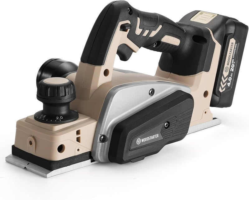 WOODSTARTER مخطط يدوي كهربائي لاسلكي لماكيتا (أداة عارية)، محرك بدون فرش، 15000 دورة في الدقيقة، مخطط خشب مع دليل حافة وحقيبة غبار، عرض تخطيط 3-1/4 بوصة، مثالي لتشطيب الخشب - Image 1